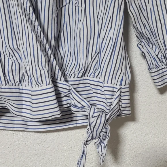 Madewell Blue Stripe Wrap Blouse - Women's - Picture 3 of 10